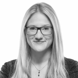 Black and white headshot of Jessica Van Acker