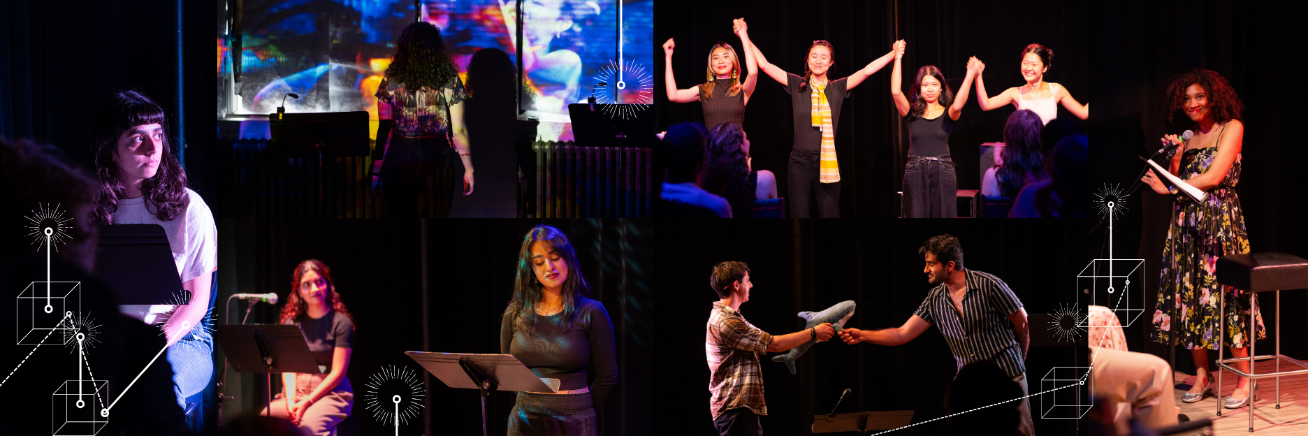 A photo collage of YCU Showcase pieces throughout the years.